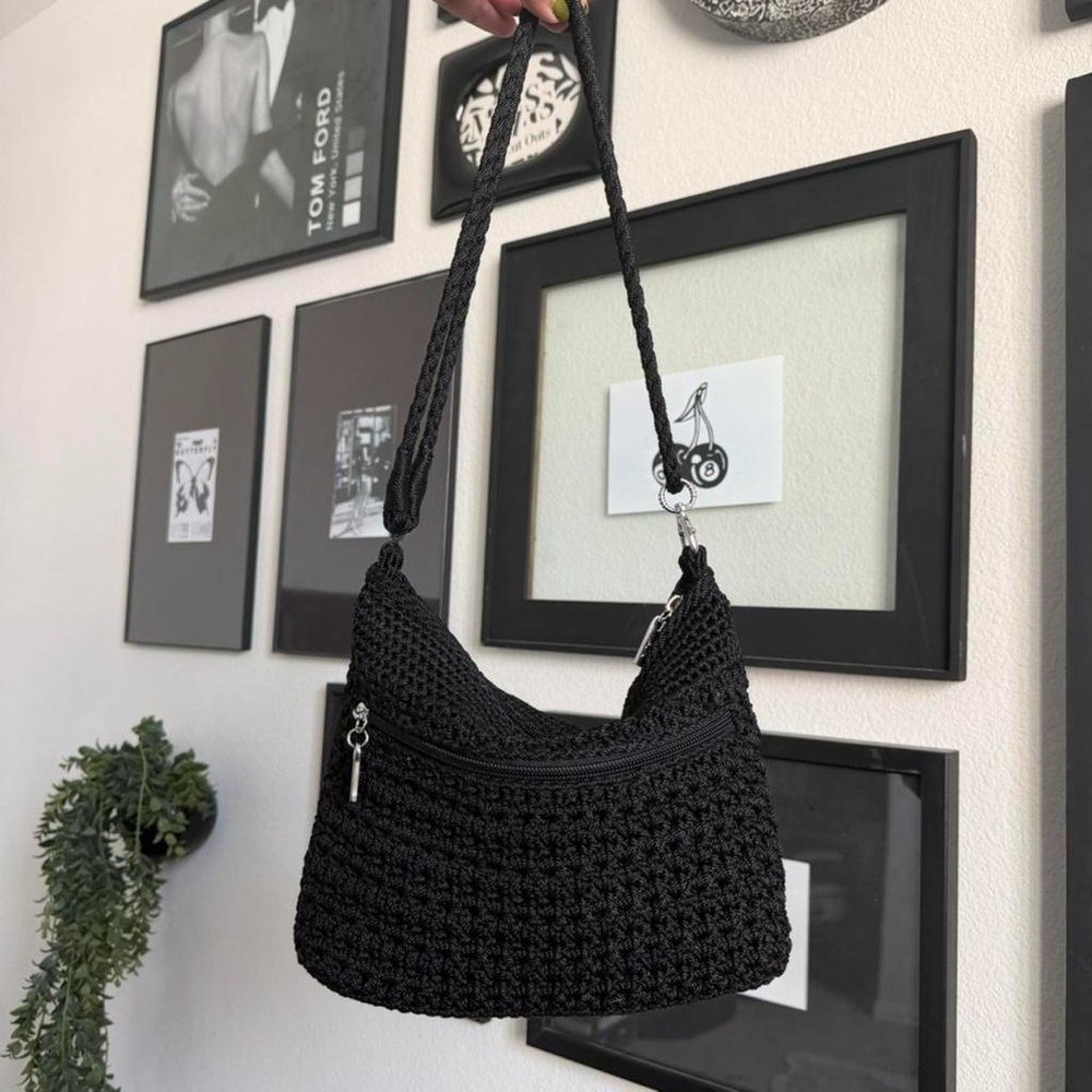 Black Crochet Shoulder Bag